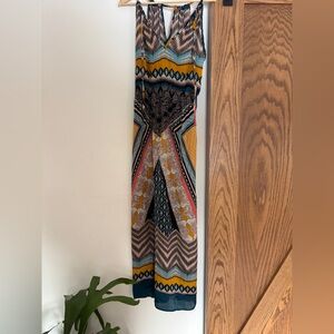 Eclectic Print Silky Maxi Dress, M